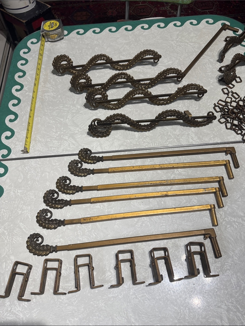 6- Antique Swing Arm Curtain Rod Hardware Set in Dark Bronze